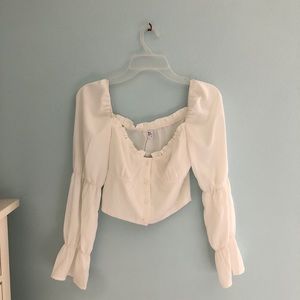 Peasant Sleeve Crop Top